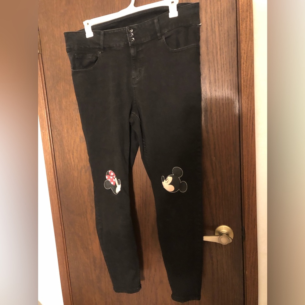 Torrid Hot Topic Disney Black Mickey Mouse Minnie Skinny Jegging Jeans 20w 20